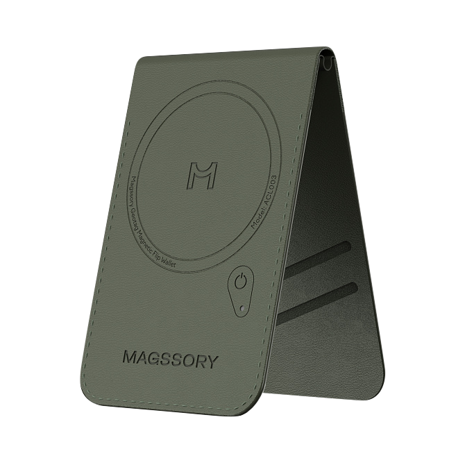 Кошелек-кардхолдер Magssory Geotag Magnetic Flip Wallet, совместимый с MagSafe и Find My, ACL003, хаки, Хаки