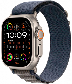 Часы Apple Watch Ultra 2 GPS + Cellular 49 мм, титановый корпус, ремешок Alpine Синего цвета,размер M