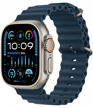 Часы Apple Watch Ultra 2 GPS + Cellular 49 мм, титановый корпус, ремешок Ocean Темно-синего цвета
