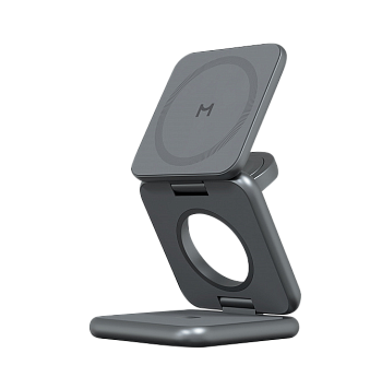 Складное беспроводное зарядное устройство Magssory Fold Pro 3 в 1, с магнитами, совместимое с Qi2, Миднайт